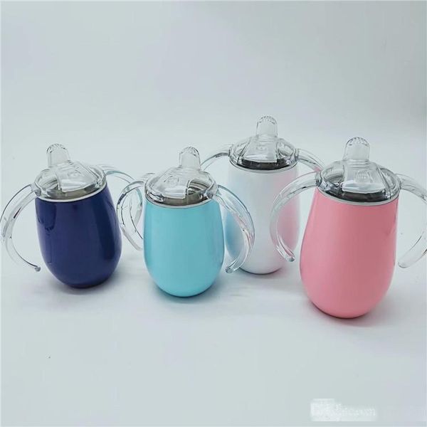 

kids sippy cup egg mug toddler tumbler 2-function 9oz 304 stainless steel insulated vacuum double wall water milk thermos glass fedex
