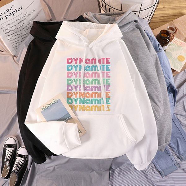 

2020 новый альбом dynamite печать hoodie стиль толстовка cute корейский повседневный kpop хип-хоп с коротким рукавом top, Black