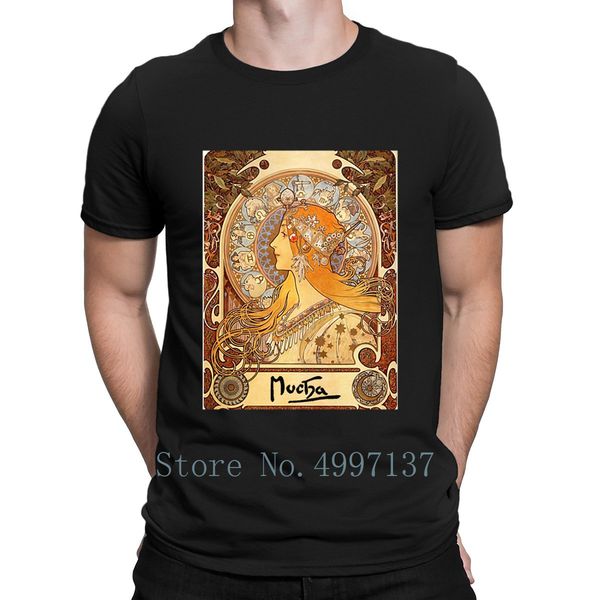

alphonse mucha zodiac organic t shirt basic solid 100% cotton spring design round collar famous outfit casual shirt