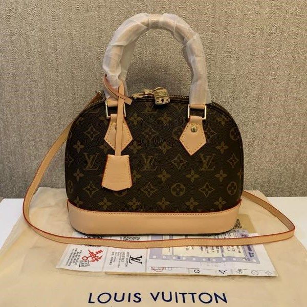 

shipping lv louis vuitton alma bb shell bag women patent leather flower embossed shoulder bags with lock crossbody bag fashi