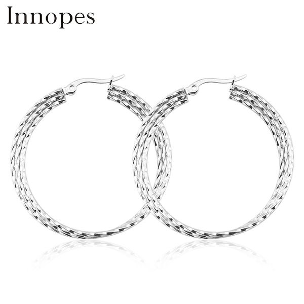 

hoop & huggie innopes ropes big circles punk gold earrings twisted for women fashion jewelry trendy gift, Golden;silver