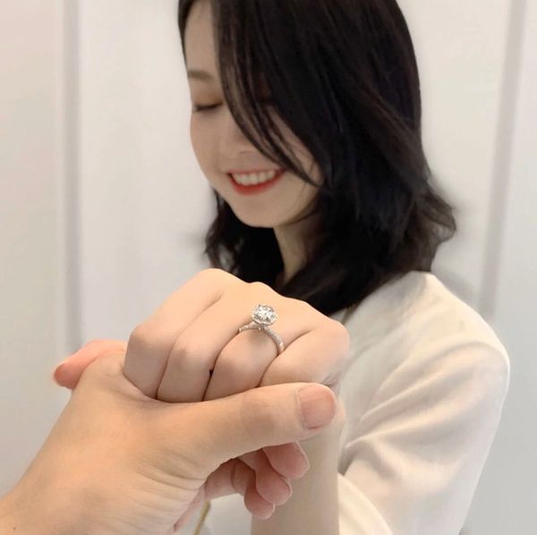 

ladies luxury jewelry ring s925 sterling silver ring personality classic fashion style couple ring couple simple jewelry gift 208, Slivery;golden