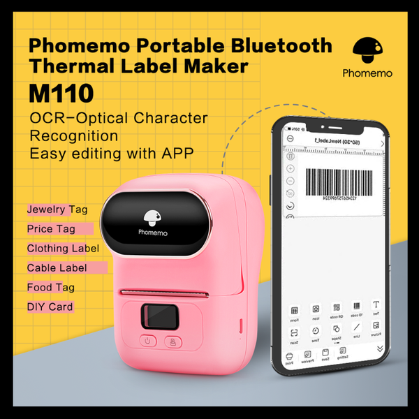 

phomemo m110 label maker portable bluetooth thermal label printer apply to clothing jewelry retail mailing barcode p printer