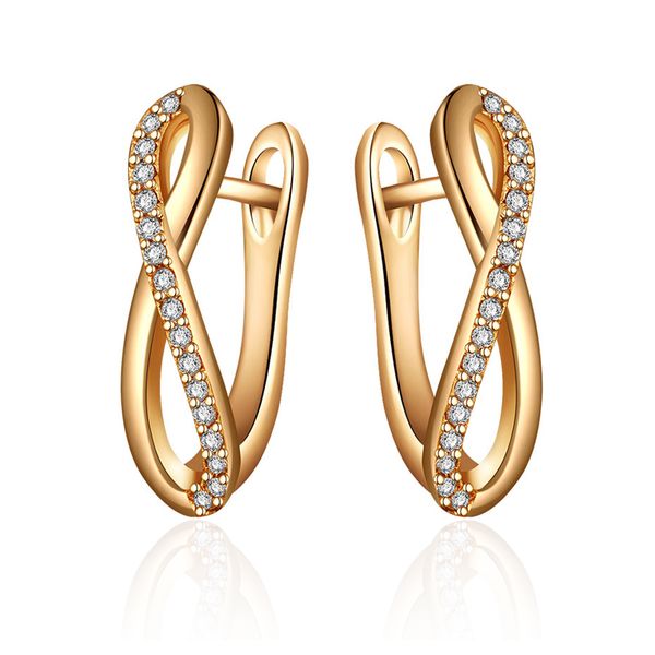 

stud trendy infinity geometric earrings for women gold 8 shape cubic zirconia ear studs wedding party jewelry charm gifts, Golden;silver
