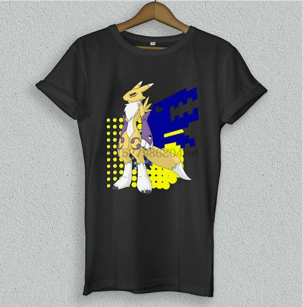 

limited 8849-renamon digimon anime design mens black t shirt size s-5xl