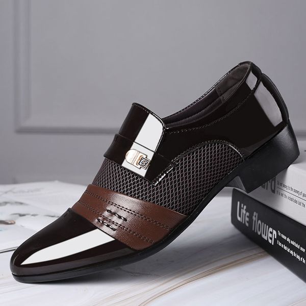 

2020 new fashion slip on men dress shoes men oxfords fashion business dress shoes classic leather men's suits shoeszh100238, Black