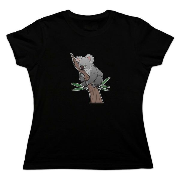 

koala resting on eucalyptus tree women's novelty t-shirt confortable tee shirt