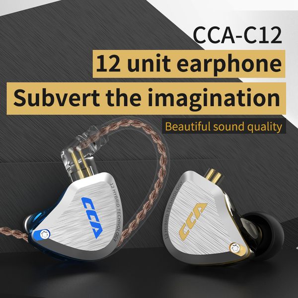 

cca c12 5ba+1dd metal hybrid hifi bass 12 units in ear monitor noise cancelling