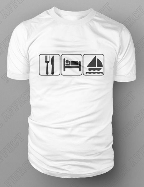 

ешьте sleep sailing t-shirt шлюпка катамаран спинакера смешной паруса яхты новый 2019 хлопка с коротким рукавом хлопок печати футболочку хол