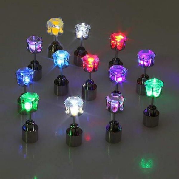 

luminous ear studs colorful led light up diamond earrings glowing in the dark ears ring for christmas decoration 2 8md b
