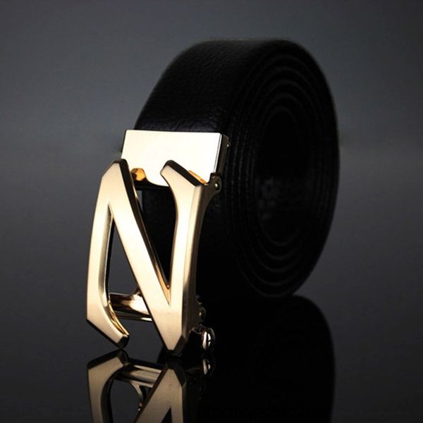 

men's first layer automaticz-shaped leather litchi pattern transparent dyed double-sided cowhide men's first layer belt beltautoma, Black;brown