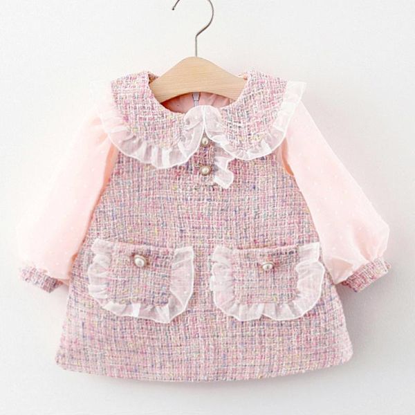 

halilo princess costume girls long sleeve dress autumn 2020 korean style peter pan collar baby clothes christmas kids dresses, Red;yellow