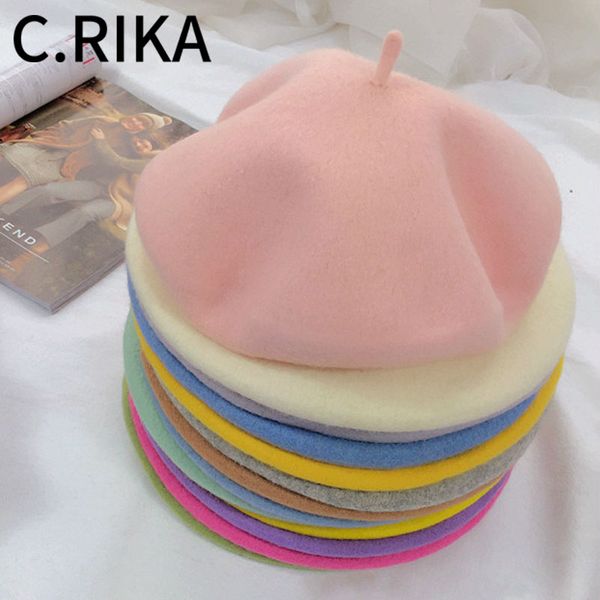 

berets autumn winter wool beret for women vintage hat lady girls bonnet solid warm walking female painter cap french, Blue;gray