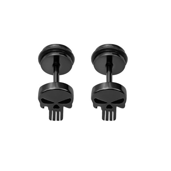 

1 pair skull stud earring for men women cool skeleton earring stud punisher skull ear piercing jewelry, Golden;silver