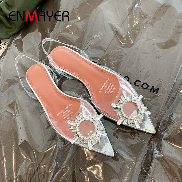 

enmayer 2020 pointed toe slip-on party wedding shoes square heel fashion pumps women shoes basic plastic mature women, Black