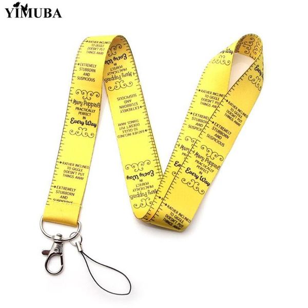 

yimuba mary poppins lanyards key chain perfect in every way letter print webbing rope keychain mobile phone neck straps holders, Silver