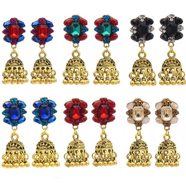 

gypsy jewelry retro ethnic jhumka colorful bells beads drop tassel earrings for women bohemian jewelry party gift, Silver