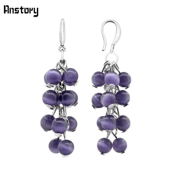 

anstory personality design fashion jewelry antique silver plated cluster opal bead hook earrings te361