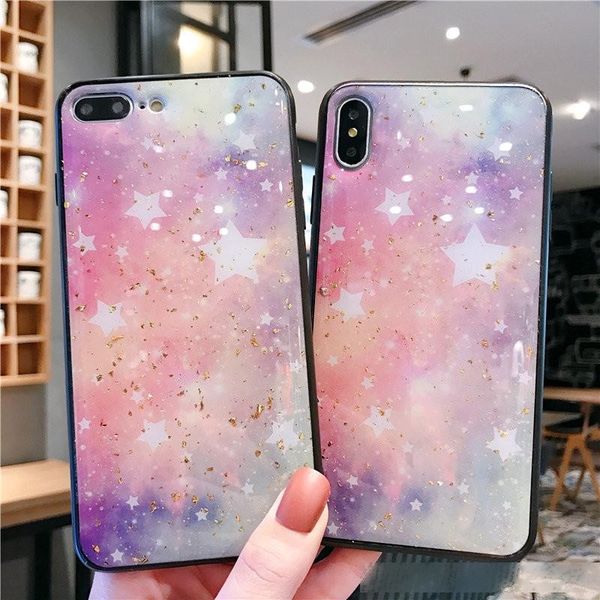 

fashion glitter bling star silver powder pink transparent cases for iphone 6 6s 7 8 plus x 10 xr xs max pink back funda wholesale