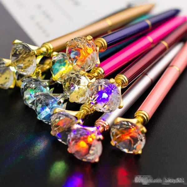

metal colorful large diamond ballpoint pens business office school stationery supplies valentine s day christmas gift ing, Blue;orange
