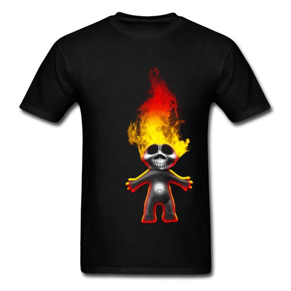 

new design men cartoon t-shirt fire litter skull man print short sleeve fun tee shirt wholesale halloween black apparel