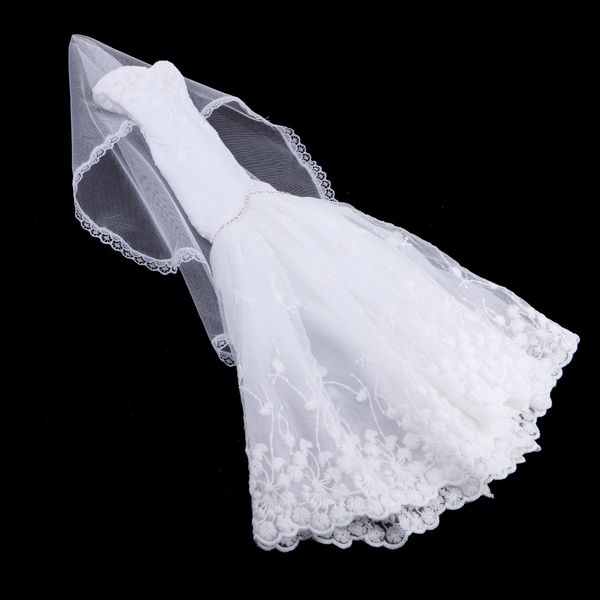 

doll long white wedding dress evening party dress for 1/3 bjd dolls accessory