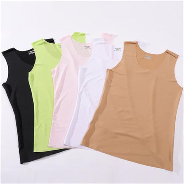 

seamless vest ladies strap summer thin section ride ladies bottoming shirt outer sleeveless ice silk vest women vest, White
