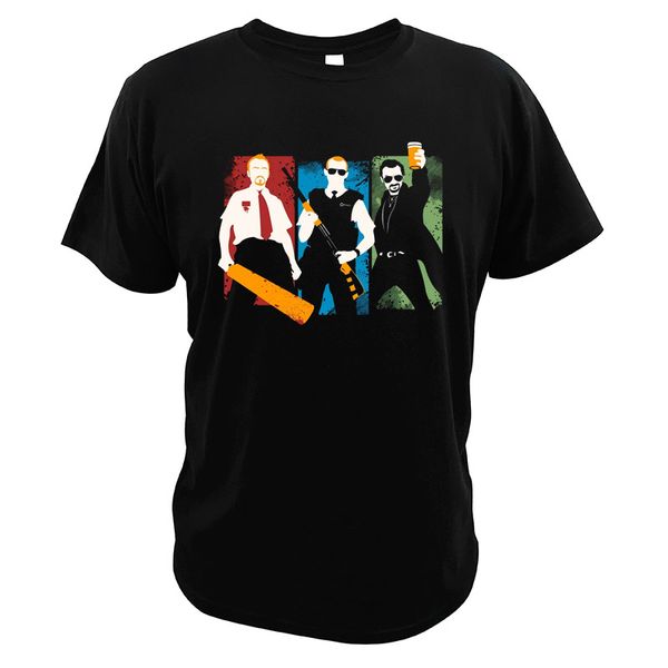 

three flavours cornetto trilogy t shirt shaun of the dead 100% cotton fuzz the world's end tshirts eu size