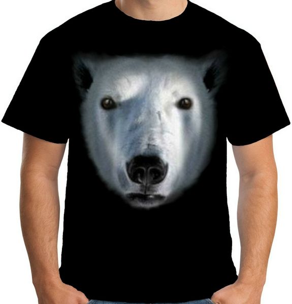 

velocitee mens polar bear face t shirt big face a18208