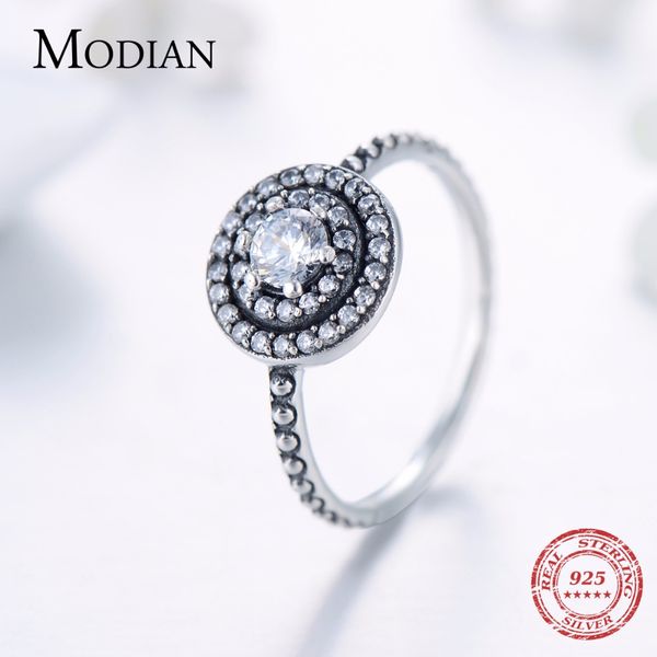 

modian 2019 new instagram solid 925 sterling silver ring sparkling vintage rings cubic zirconia jewelry for women christmas gift, Golden;silver