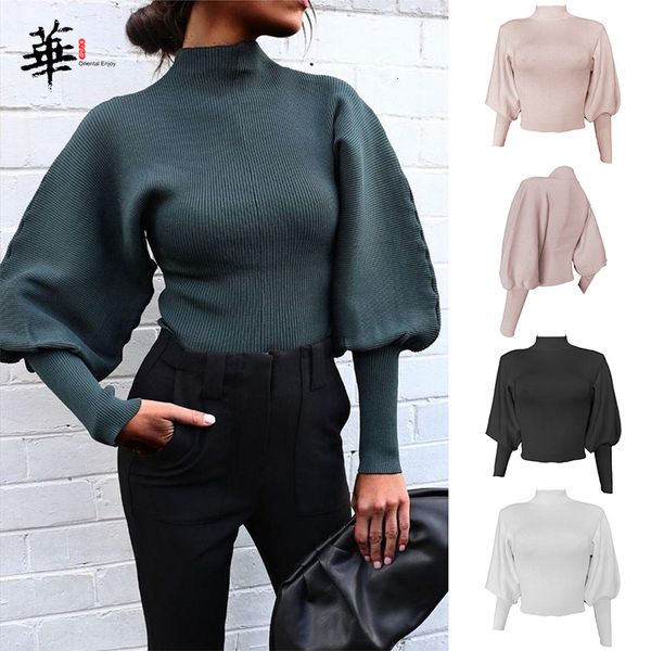 

elegant wool knitted woman sweaters turtleneck pullover winter fall 2020 pull femme short cropped sweater women, White;black