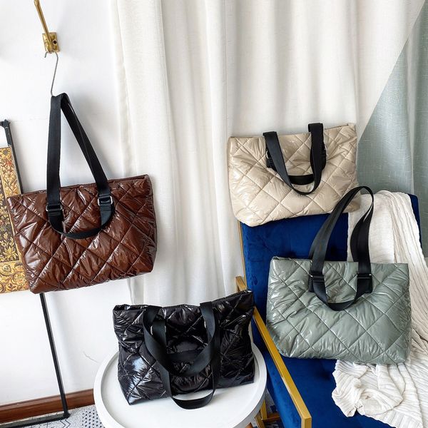 

2020 winter women space cotton handbags new fashion ladies down feather padded messager shoulder bag bolsa feminina sac a main