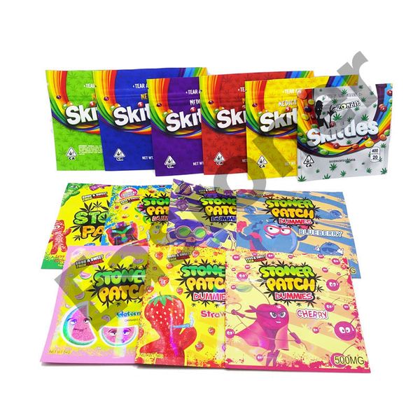 

stoner patch edibles 500mg smell proof bag packaging resealable cookies mylar cubes gummy for dry herb flower