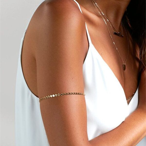 

link, chain copper gold armlet, arm band, boho jewelry bracelet coin tattoo, Black