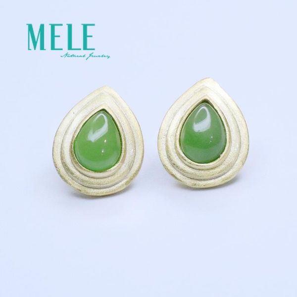 

natural n jasper mosaic gem water drop shape ear studs 925 silver ear studs, Golden;silver