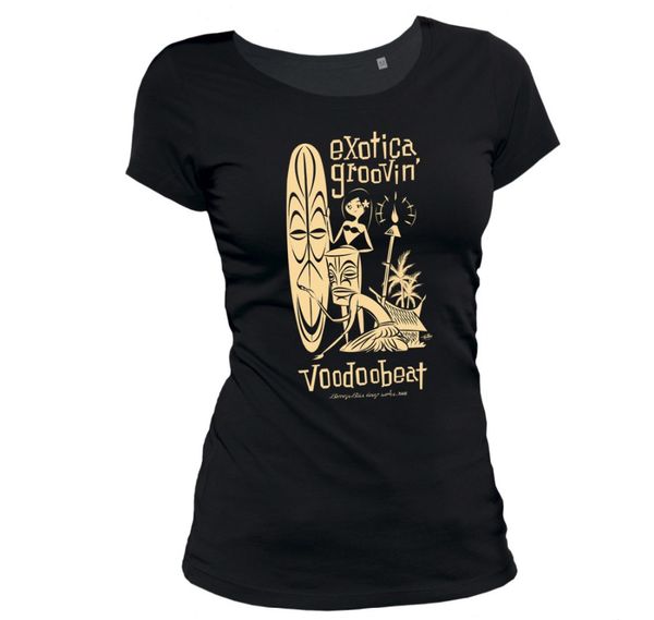 

2019 fashion damen t-shirt - exotica surf - tiki longboard farm mug frauen aloha rockabella tee shirt