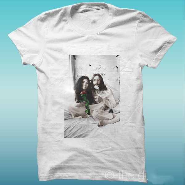 

t-shirt john lennon yoko fiori vintage colore bianco men t shirt print cotton short sleeve t-shirt