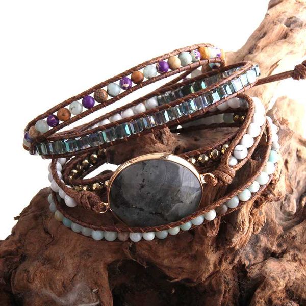 

tennis rh fashion handma bohemian jewelry boho armbander natural stones big charm 5 strands wrap bracelets drop, Golden;silver