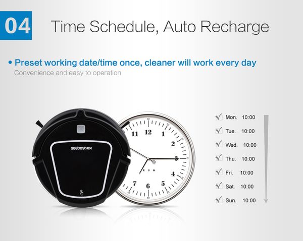 

Seebest D720 MOMO 1.0 Dry Mopping Robot Vacuum Cleaner with Big Suction Power, 2 side brush,Time Schedule Clean