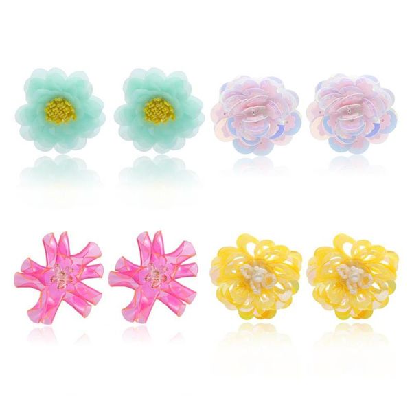 

shixin boho colorful summer flower earrings for women cute handmade stud earrings korean fashion jewelry 2020 earring girls gift, Golden;silver