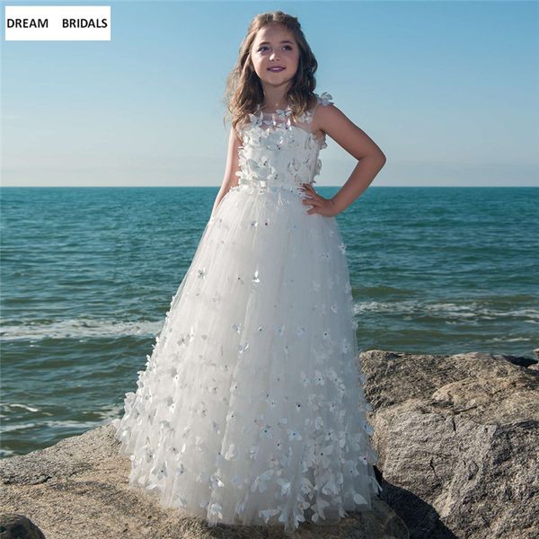 

custom made a-line o-neck flower girl dresses cap sleeve pageant dresses for girls appliques beading communion long, Red;yellow