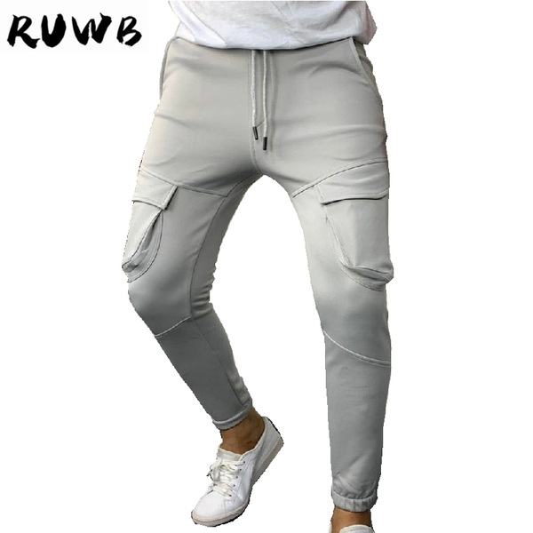 

autumn jogger brand casual pants harem gyms male trousers mens joggers solid sweatpants stretch feet sports fitness men pants, Black