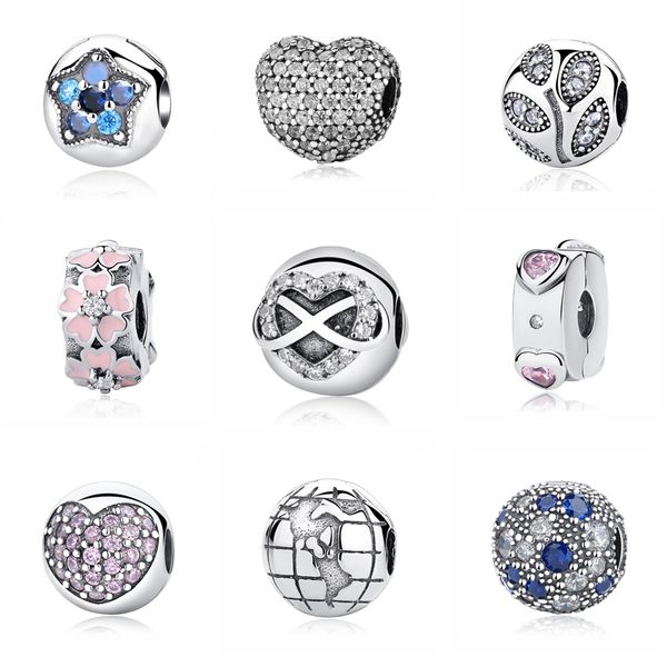 

original 100% 925 sterling silver bead charm bloom love star clip charms crystal ser fit bracelets women diy jewelry