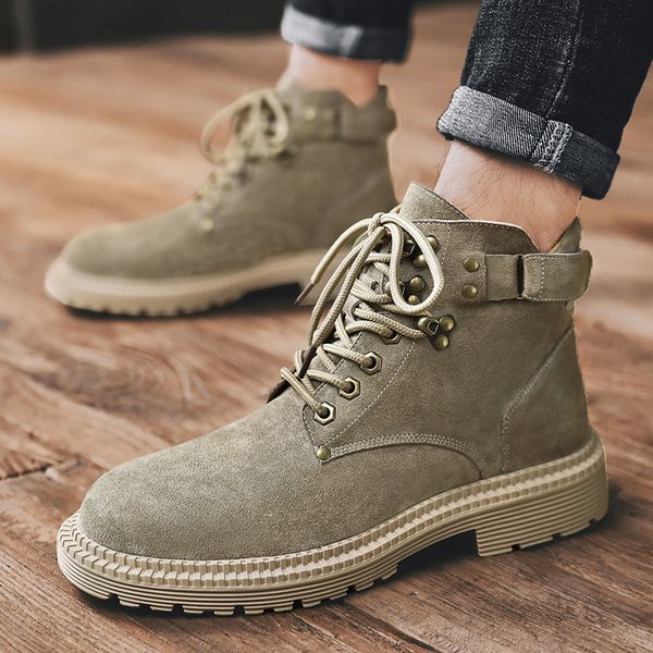 

2020 new winter men's boots male waterproof ankle boots autumn man fashion casual shoes snow warm lace up, Black