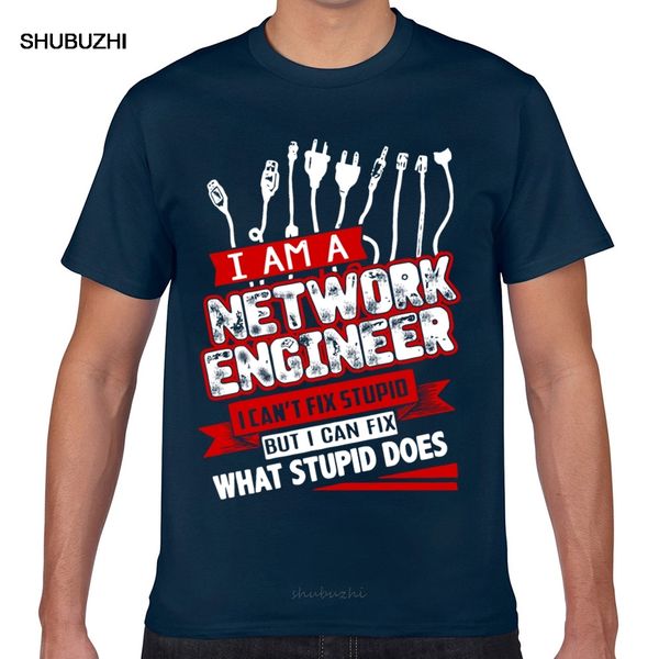 

t shirt men network engineer cant fix stupid o-neck vintage geek cotton male tshirt