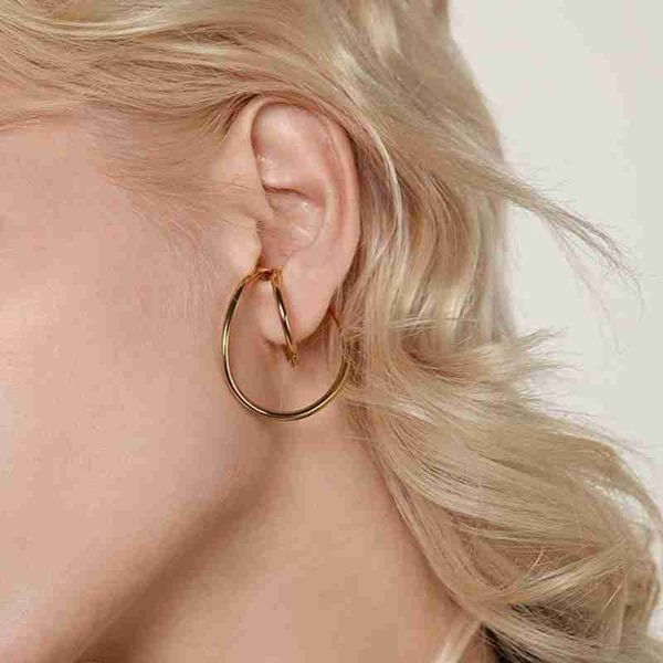 

hoop & huggie retro geometric ear clips irregular curve clip earrings for women no piercing luxury jewelry hooping gifts, Golden;silver