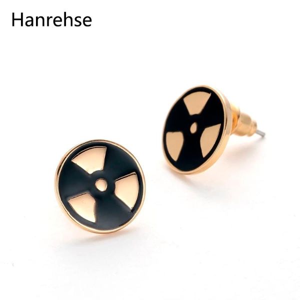 

stud earring girl nuclear radiation gold color plated studs for women party fashion jewelry simple earrings gift, Golden;silver