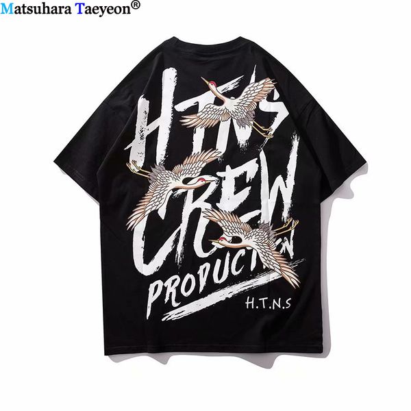 

2019 новый японский футболка streetwear мужская печать футболка кран вс мужчины harajuku hip hop мужчины тенниска хлопка с коротким рукавом