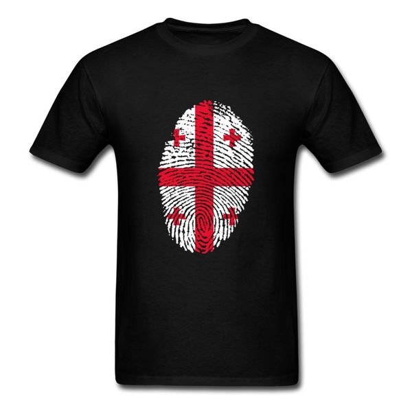 

2020 мода популярные бренды уникальный мужчины tshirt грузия флаг fingerprint коротким рукавом чистый хлопок o-образным вырезом футболка муж