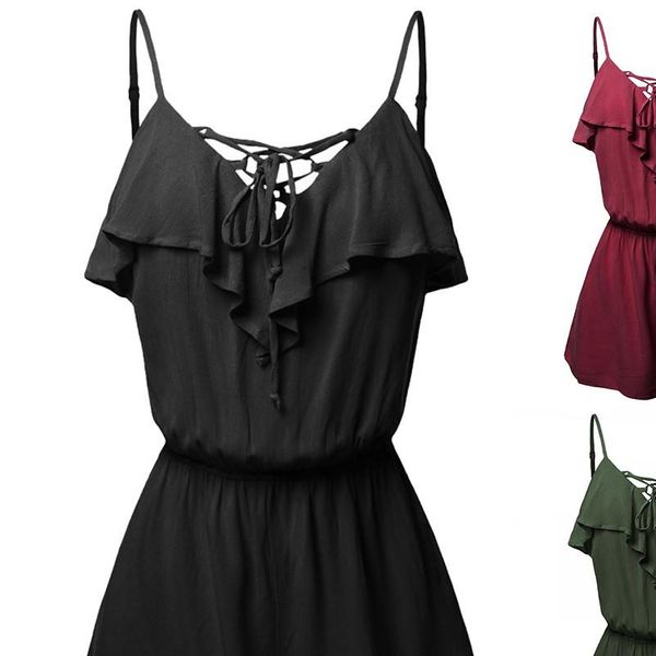 

summer women v neck rompers club solid bodycon jumpsuit playsuit romper womens large size casual sleeveless jumpsuit, Gray